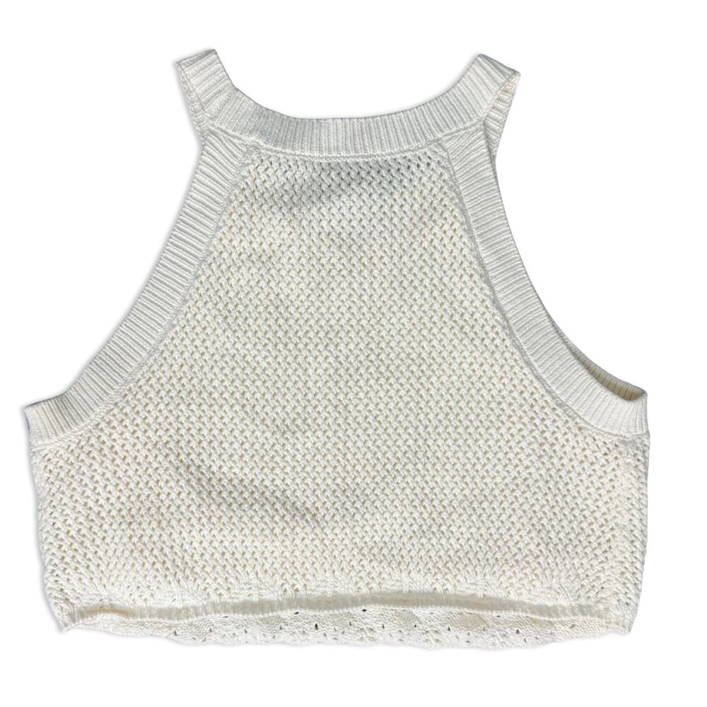 House of Harlow 1960 Cream White Knit Cotton Lined Halter Crop Top size XL - Picture 6 of 6